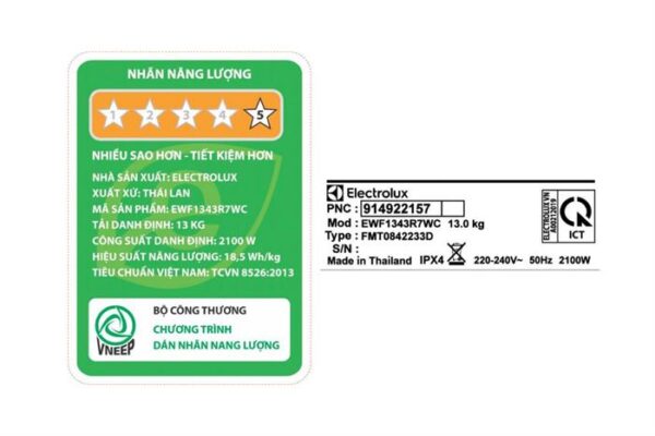 Máy giặt Electrolux EWF1343R7WC - hình số 8