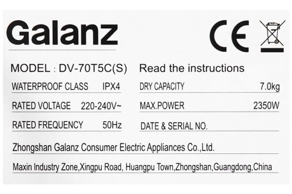 Máy sấy Galanz DV-70T5C(S) - hình số 10