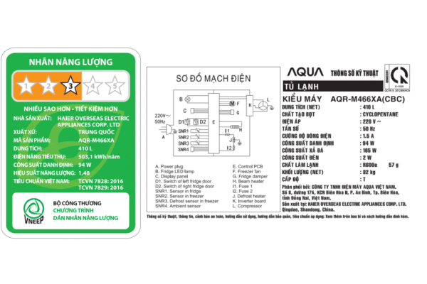 Tủ lạnh Aqua AQR-M466XA(CBC) - hình số 7