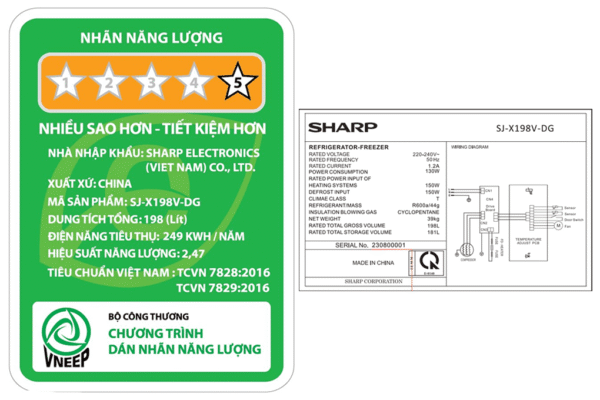 Tủ lạnh Sharp SJ-X198V-DG - hình số 9